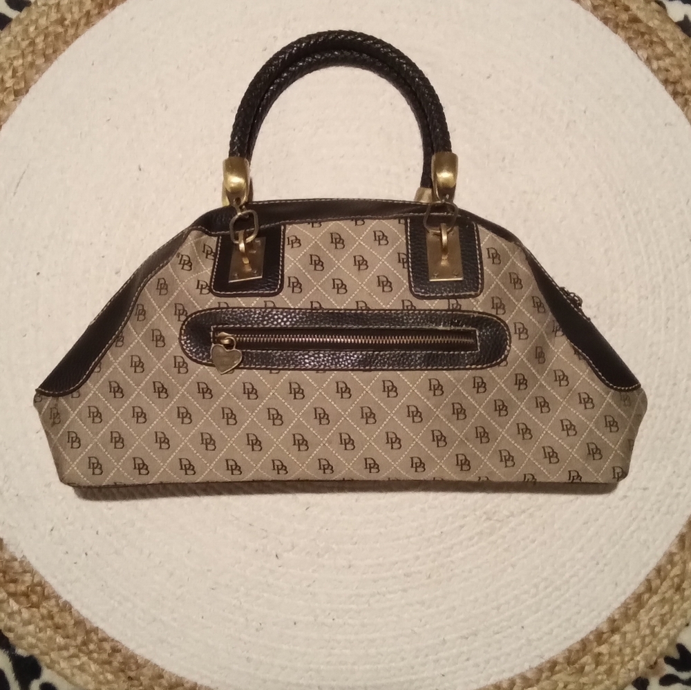 Dooney & Bourke Gry & Blk Monogram Satchel
